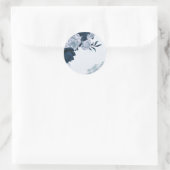 ネイビー&ダスティブルーフラワーズユー感謝していスクエアステッカー ラウンドシール (バッグ)