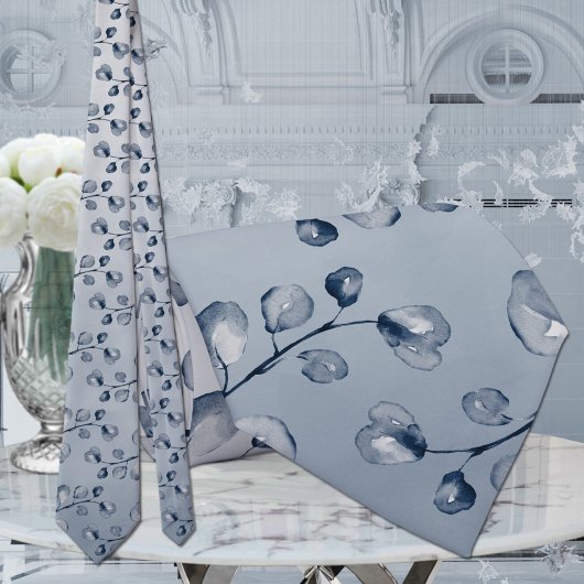 ネイビー&ダスティブルーユーカリプトゥスエレガントな結婚式 ネクタイ