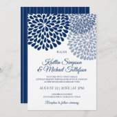 ネイビー&ダスティブルー結婚式招待状 |フローラ 招待状 (正面/裏面)