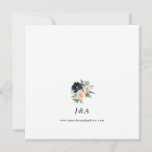 ネイビー、ダスティブルー&ピンクフローラ2スクエア結婚ズ 招待状 (裏面)