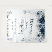 ネイビー ダスティーブルー ユーカリ ウェルカムトゥアワウェディング タペストリー (正面(横))