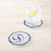 ネイビー・ダマスクモノグラム結婚ズ・アニバーサリーコースター コースター (側面)