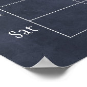 ネイビー チョークボード ウィークリー ファミリー モノグラム カレンダー ポスター (角)