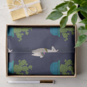 ネイビー・デクページのラマとサボテン 薄葉紙 (ギフト)