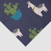 ネイビー・デクページのラマとサボテン 薄葉紙 (詳細)