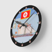 ネイビー・トスカニー・メディチの旗 ラウンド壁時計 (傾斜)