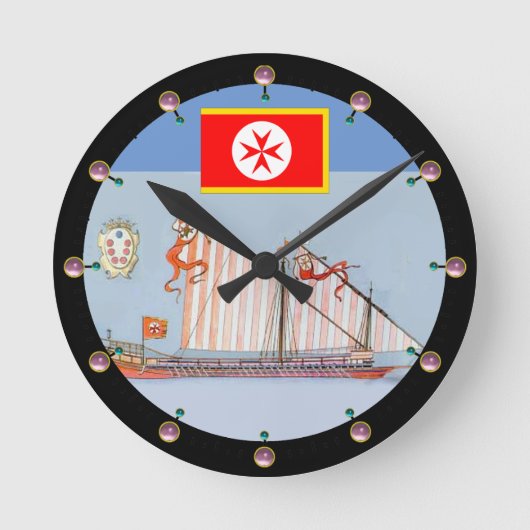 ネイビー・トスカニー・メディチの旗 ラウンド壁時計 (正面)