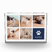 ネイビー |ドッグポープリントコラージュ フォトブロック (正面)