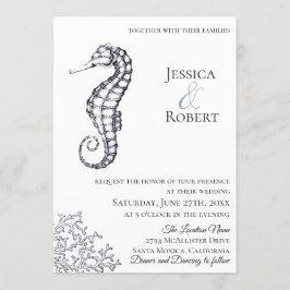 ネイビー ナウチカル アク馬 ウェディング 招待状