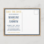 ネイビー・ナウチカル・ストライプとアンカーのSave the Date 案内ポストカード (裏面)