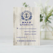 ネイビー ナウチカル ラスティック ビーチ ウェディング RSVP (スタンド正面)