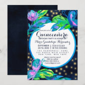 ネイビー バタフライ フローラル リーフ ウォーターカラー キンセアニエラ 招待状 (正面/裏面)