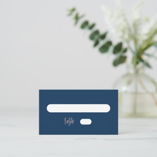 ネイビー&バラ金ゴールドグラムシックズフ結婚ラット座席表 プレイスカード (スタンド正面)