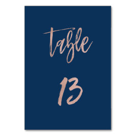 ネイビー&バラ金ゴールドグラムシ結婚ックのテーブル番号13 テーブルナンバー