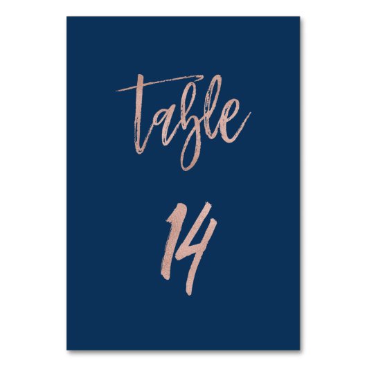 ネイビー&バラ金ゴールドグラムシ結婚ックのテーブル番号14 テーブルナンバー (正面)