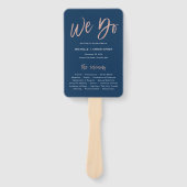 ネイビー&バラ金ゴールドグラームウィドドハングス結婚式 プログラムファン ハンドファン (正面)