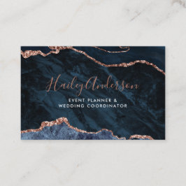 ネイビー&バラ金ゴールドグリッター水カラーギルド瑪瑙 名刺