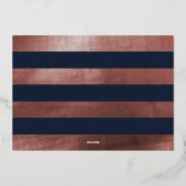 ネイビー&バラ金ゴールドスクリプトサプライズパーティー 箔招待状 (裏面)