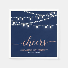 ネイビー&バラ金ゴールド |大人エレガントの誕生日パーティー スタンダードカクテルナプキン