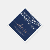 ネイビー&バラ金ゴールド |大人エレガントの誕生日パーティー スタンダードカクテルナプキン (角)