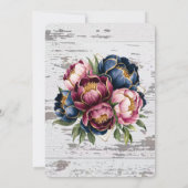 ネイビー バーガンディー ブラッシュピンク ピオニー ウェディング セーブザデート (裏面)