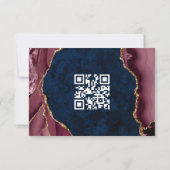 ネイビー、バーガンディ&ゴールド アゲートのディテール 招待状 (裏面)