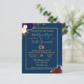 ネイビー バーガンディ ゴールド フレーム ゴールド 結婚式招待状 (スタンド正面)