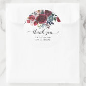 ネイビー バーガンディ フラワール サンクス ウェディング シャワー フェイバー ラウンドシール (バッグ)