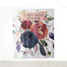 ネイビー バーガンディ フラワー フォトブース 背景