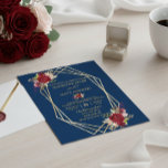 ネイビー バーガンディ ブラッシュ ゴールド フレーム ゴールド ウェディング バジェット チラシ<br><div class="desc">1シートに1デザイン。 予算に優しい招待状には封筒は含まれません。</div>