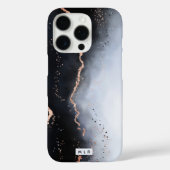 ネイビー&パステルブルーグラデーションミストと銅モノグラム Case-Mate iPhoneケース (裏面)