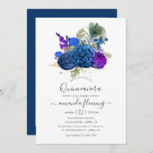 ネイビー&パープルヴィンテージピーコックフローラクインセアニラ