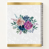 ネイビー&パープル夏の花結婚のゲストブック ノートブック (裏面)