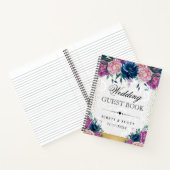 ネイビー&パープル夏の花結婚のゲストブック ノートブック (内部)