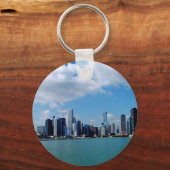 ネイビー・ピアからのシカゴのスカイラインビュー キーホルダー (正面)