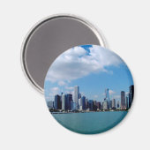 ネイビー・ピアからのシカゴのスカイラインビュー マグネット (正面/裏面)