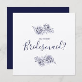 ネイビー ピオニー シンプル ブライズメイド 招待状 (正面/裏面)
