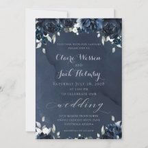 ネイビー ピオニー 結婚式招待状