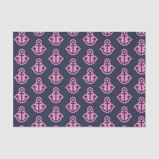 ネイビー&ピンクいかりティッシュペーパー 薄葉紙 (正面)