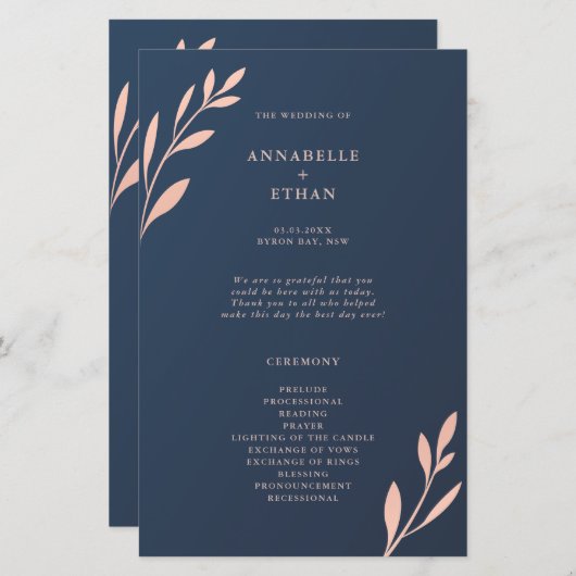 ネイビー・ピンクの幾何学観葉式プログラム (正面/裏面)