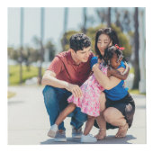 ネイビー・ピンクの愛が家族4枚の写真を作る フォトキューブ (正面)