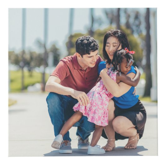 ネイビー・ピンクの愛が家族4枚の写真を作る フォトキューブ (正面)