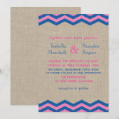 ネイビー＆ピンクの航海ウェディング招待状 招待状 (正面/裏面)