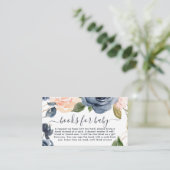 ネイビー ピンクの花柄 ベビーシャワーにおすすめの絵本 エンクロージャーカード (スタンド正面)