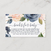 ネイビー ピンクの花柄 ベビーシャワーにおすすめの絵本 エンクロージャーカード (正面)