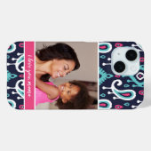 ネイビー&ピンクイカットペイズリー母の日の写真 Case-Mate iPhoneケース (裏面 (横))