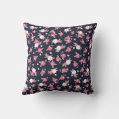 ネイビー&ピンクシックヴィンテージフローラプリントモノグラム クッション (裏面)
