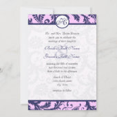 ネイビー&ピンクダマスクスワーズ結婚式招待状 招待状 (裏面)