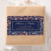 ネイビー&ピンクフローラ&植物パター結婚ン – s ラベル (インサイチュ)