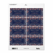 ネイビー&ピンクフローラ&植物パター結婚ン – s ラベル (フルシート)